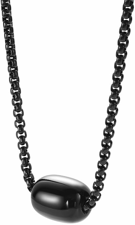 Van Heusen Men Stainless Steel Rolo Chain Bead Pendant Necklace - Image 2