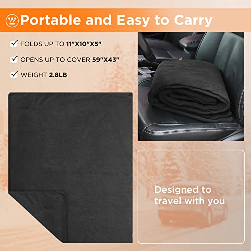 Image of Westinghouse Heated Car Blanket with 3 Heating Levels, 4 Hours Auto Off, 12 Volt Electric Blanket for Car, Truck, SUV, RV, Machine Washable, 59 inch x 43 inch,(Charcoal,Upgrade Model)