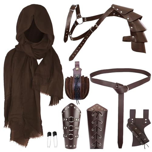 XIEXIESHER Ensemble d'Accessoires de Costume de Chevalier Médiéval 7 Pièces, Vestimentaires Vikings, Chevalier Médiéval, Déguisement Halloween Cosplay...