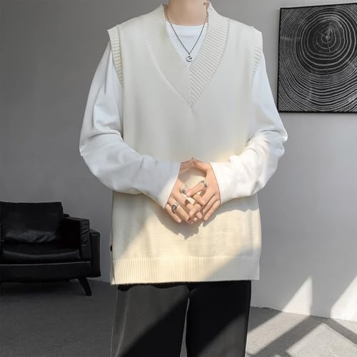 Sweater Vests for Men Fashion Y2k Side Button Sleeveless V Neck Vest Relaxed Fit Plus Size Knit Waistcoat Mens Clothes2