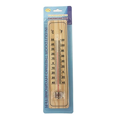 NIKJEBDF 2×Analoges Innenthermometer,Thermometer Analog,Raumthermometer Analog hohe Genauigkeit, Upgrade-Modell 2022, aus Kiefernholz + rotem Kerosin, sicher und tragbar Cover