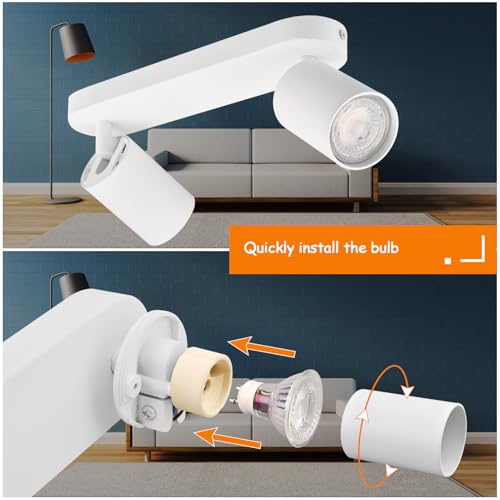 Plafonnier LED 2 spots au design épuré et finition blanc mat durable - 4