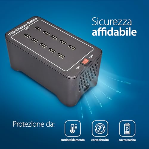 Chargeur multiple USB 10 prises idéal en déplacement avec une securit LED