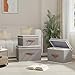 YheenLf Storage Baskets with Lids and Double Handles, Linen Foldable Storage Bins, 17.7 x 11.8 x 11.8 Inch Closet Organizer Boxes for Laundry Bedroom, Grey, 3-Pack