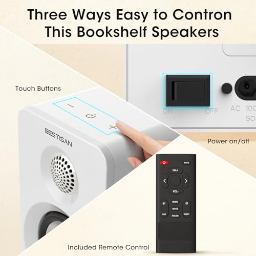 Altavoces Bluetooth para estantería BESTISAN de 50W con entrada ARC y salida de subwoofer 3