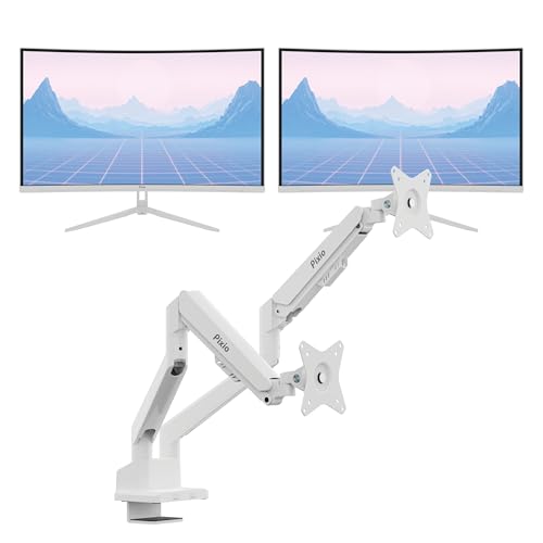 Image of Pixio Two PXC278WAVE White 27 inch 180Hz Refresh Rate QHD 1440p Resolution 1650R Curve Fast VA Panel 1ms GTG Response Time HDR Curved Gaming Monitor and PS1D Wave White Dual Monitor Arm