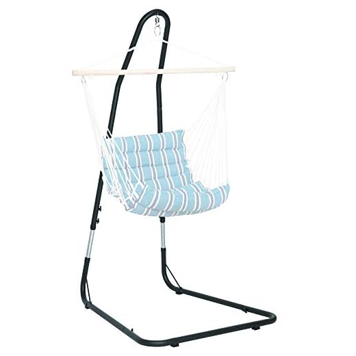 Best Choice Products Adjustable Weather-Resistant Metal Curved Hammock Chair Swing Stand w/Rubber Feet and Galvanized Steel Hook, Black