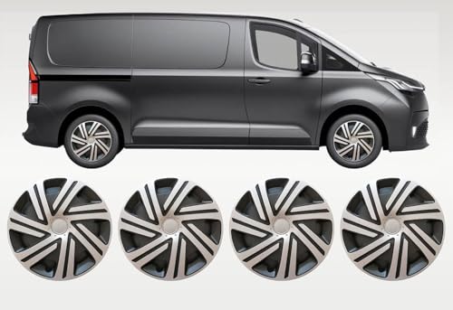 Darfox 16 Inch Wheel Trims Set of 4 – Fits Vauxhall Vivaro, Renault Trafic, Citroen Dispatch, Peugeot Expert, Fiat Talento – Hubcaps for Steel Wheels – ABS with Metal Ring (MLs)