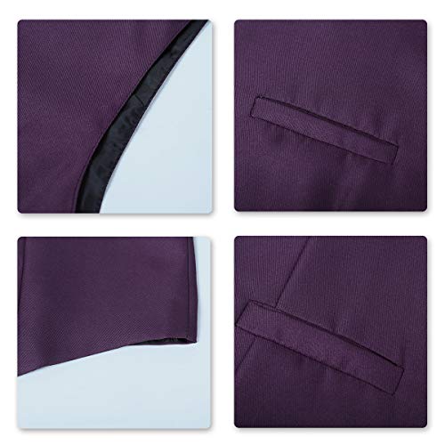 YOUTHUP Gilet Costume Homme sans Manche Slim Fit Multicolore Veste Business Mariage Elégant,Violet,S - Image 6