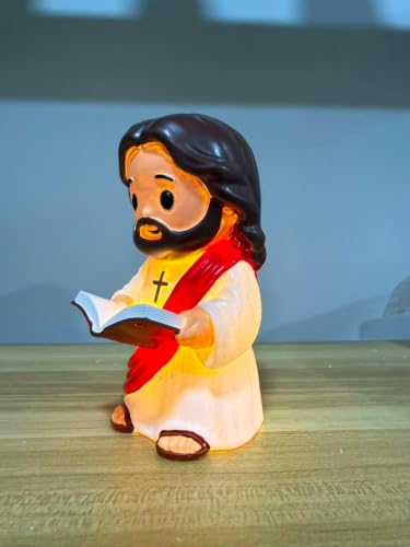 Little Jesus Figures Night Light, Lighted Jesus Lamp with Reading Bible - image 8