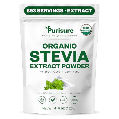 Organic Stevia Extract Powder,Zero Calorie, Pure Stevia Extract Concentrated Powder, Sweetener for Baking and Beverages - No Aftertaste, Non-GMO, Keto Friendly- 892 Servings, 4.4 oz (125 g)
