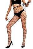 MERYLURE Super Sparkle Plus Size Rhinestone Fishnet Stockings, Sexy High Waist Tights Women's Pantyhose for 100-280 LBS