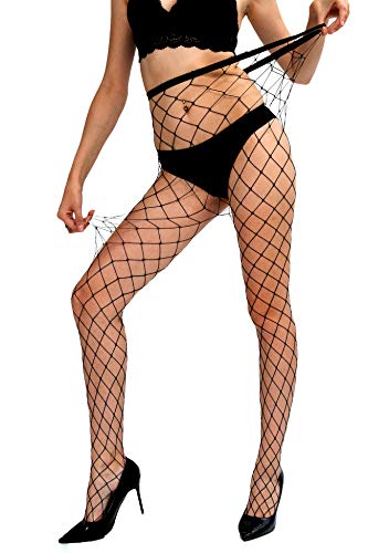 MERYLURE Super Sparkle Plus Size Rhinestone Fishnet Stockings, Sexy High Waist Tights Women's Pantyhose for 100-280 LBS