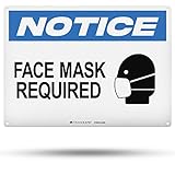 TRADESAFE Face Mask Required Sign, Quick Install Aluminum Safety Sign, Light Reflective, UV-Resistant, Waterproof Signs for Business, 14” X 10” Masks Required Sign, COVID 19 Signs for Businesses