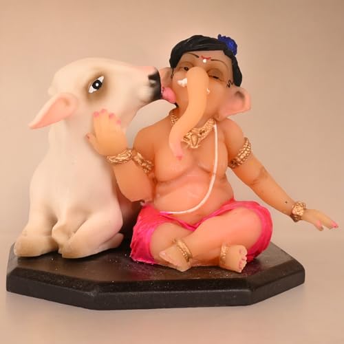 Image of KariGhar, GAI Ganpati Idol Perfect for Study Table,Car Dashboard and House Warming Multicolor