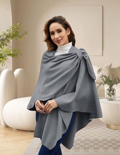 Image of PULI Womens Cross Front Poncho Shawl Wrap Elegant Wedding Formal Gift