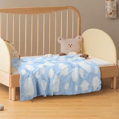 Image of JOOJA Soft Knitted Baby Cloud Blanket Cozy Swaddling Receiving Blanket for Newborn Nursery Toddler Infants Kids30x40 Inch Blue Cloud