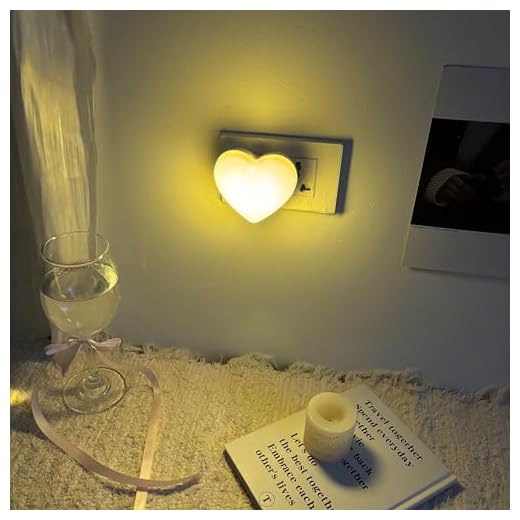Night Lights Plug into Wall - Cute Heart LED Nightlight Plug in Lamp, Smart Dusk to Dawn Sensor Auto-On/Off Lighting for Home Living Room Bedroom Bathroom Hallway Kitchen, Warm Yellow