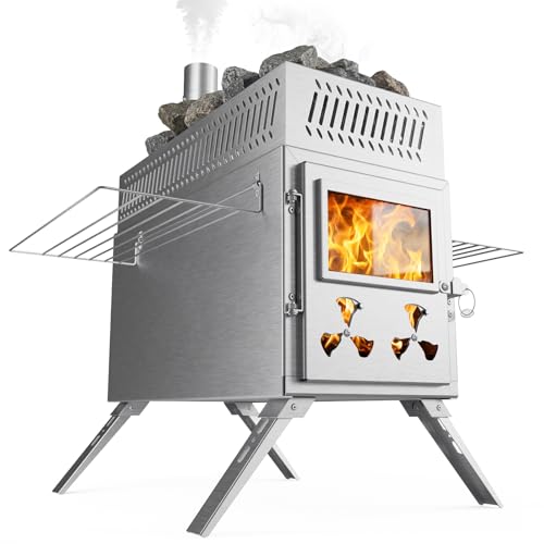 Obqer Sauna Hot Tent Stove, Camping Wood Burning Stove with...