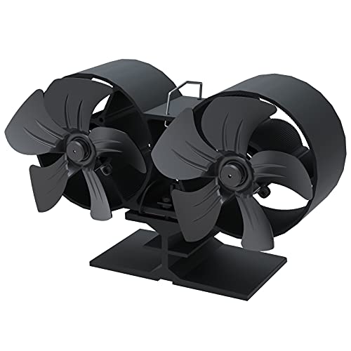 FUTURESUN Heat Powered Wood Stove Fan Dual 5 Blades Fireplace Fan for Wood Log Burner Fireplace, Eco Friendly and Efficient Heat Actived Fan for Home Heat Distribution