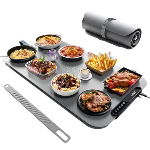 Voriah Tapis Chauffant Alimentaire, Plateau Chauffant Électrique 70x40cm, 7 Niveaux Temp., 99h...