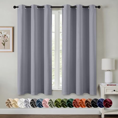Image of MIULEE Blackout Curtains for Bedroom Living Room 2 Panels, Thermal Insulated Room Darkening Drapes Grommet Noise Reducing Light Blocking Window Treatments 54 Inches Long 40x54 Inch Silver Grey