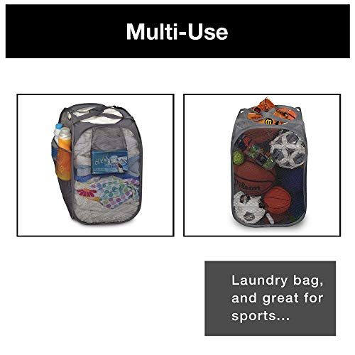 Smart Design Deluxe Mesh Laundry Pop Up Hamper Combo W/ Rectangle & Square Hampers - Durable Fabric Collapsible Design - For Clothes & Laundry - Home Organization [Gray] (Pack Of 2) #TOP4