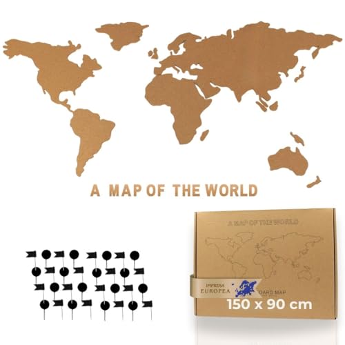 Tripvea - Mappa Mondo da Parete in Sughero | Planisfero