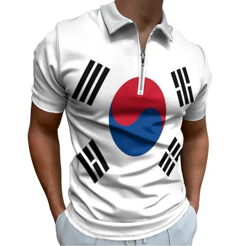 Polo col en V ethnique blanc avec motif yin yang pour homme élégant