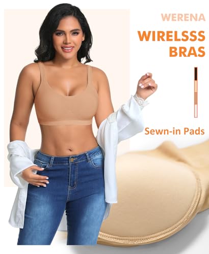 Image of Wireless Sewn in Padded Bras for Women Comfortable Full Coverage Bralettes No Underwire Everyday Tshirt Bra