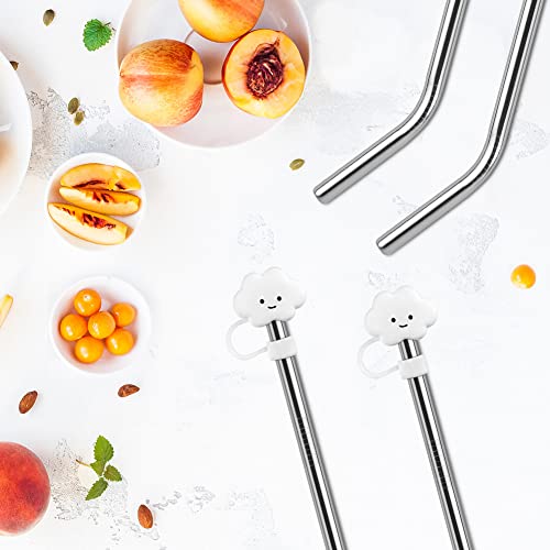 Image of AUAUY 4-Piece Stainless Steel Reusable Straw Set for Stanley 40oz Cup, Compatible with Stanley Adventure Quencher, Includes Cleaning Brush & Straw Covers