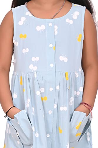 Image of CMMCHAAH Pure Cotton Printed Frock Dress for Girls| Kids Dress |2-12 Years Sizes | Knee Length Frock Dress