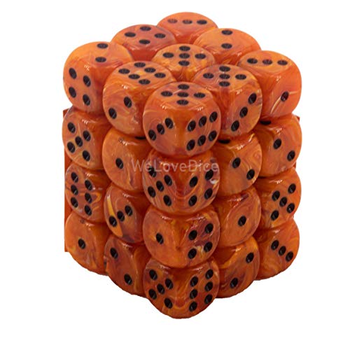 DND Dice Set-Chessex D&D Dice-12mm Vortex Orange and Black Polyhedral Dice Set-Dungeons and Dragons Dice Includes 36 Dice – D6, Various (CHX27833) by Chessex - Used condition - US$7.68