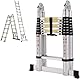 Nictemaw Mehrzweckleiter 2 in 1 Klappleiter, 5M Teleskopleiter aus Alu 150 kg Belastbarkeit, 16 Sprosse
