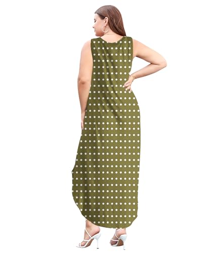 Image of Wolddress Womens 2026 Plus Size Sleeveless Tank Dress Casual Loose Sundress Split Summer Beach Long Maxi Dresses with Pockets