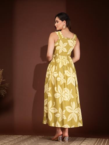 Image of New Rayon Printed Flared Maxi Dress for Women & Girl's | Women Flared Dress