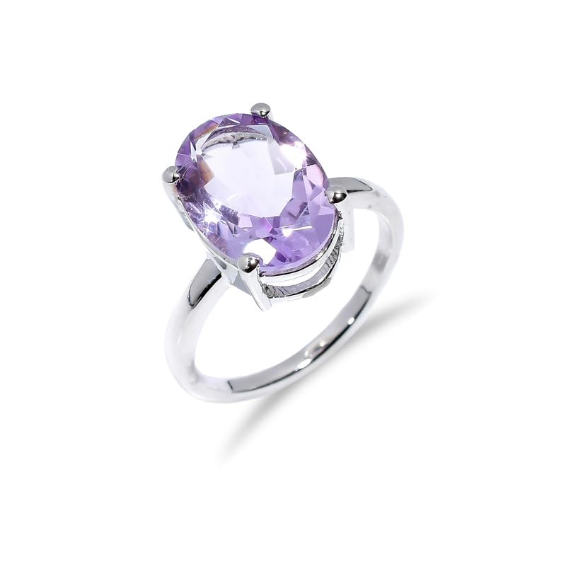 Bague en argent 925 améthyste rose véritable, l'excellence de la pierre ovale