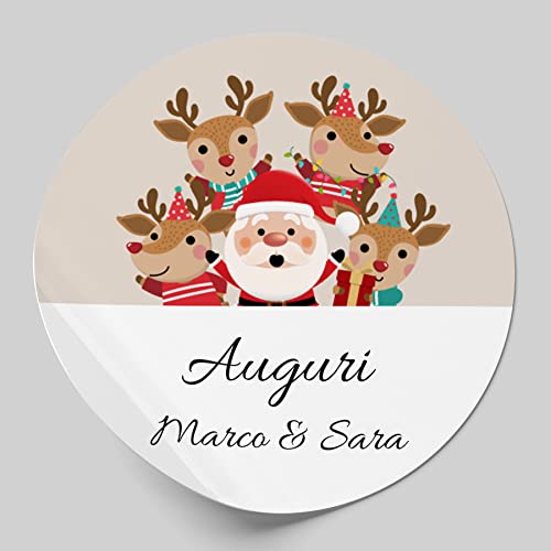 Personalisierte Aufkleber für Weihnachtsgrüße - Aufkleber mit personalisierbarem Text (Weihnachten 1, 6 cm) Cover