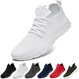 VLHGCG Mens Sneakers for Women White Running Tennis Shoes Slip On Slippers Gym Workout Shoe Size Womans 8.5/Mans 7