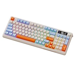 Lancoon Draadloos toetsenbord met dubbele modus, 96 toetsen, kleurrijk licht, directe toegang, multimedia-knop, volumeknop, lange batterijduur, voor games, pc, laptop