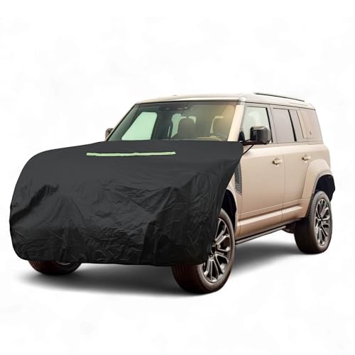 X AUTOHAUX SUV/オフロード車用 Lサイズ フロントカバー ボンネットカバー ヘッドライト黄ばみ防止 保護 裏起毛 uvカット 雹対策 蛍光反射 防風ロープ付き ブラック 長さ220cm