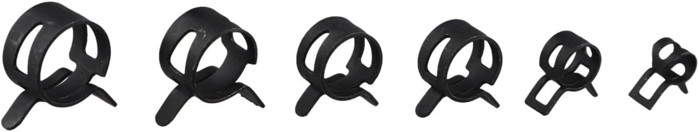 72Pcs Spring Band Clamps Kit, 6 Sizes for Fuel and Vacuum Hose Pipe Connections in Automotive and Industrial Applications