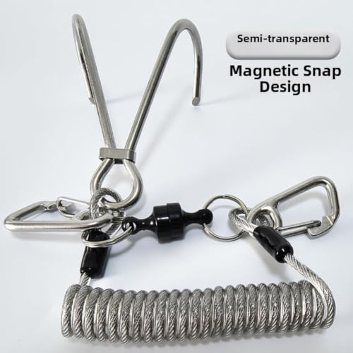Accarugty Crochet de plongée à double tête en acier inoxydable 316 avec manille magnétique, crochet de sécurité robuste pour plongée sous-marine, traction de 190 kg (couleur translucide) – vue 2