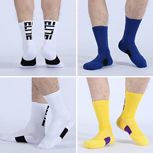 Drasex Men's Cushioned Athletic Crew Socks 4 Pack Elite Basketball Socks Sports Outdoor Compression Socks #TOP2