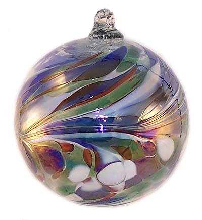 Friendship Ball Multicolor Twist 4 Inch Kugel Iridized Witch Ball by Iron Art Glass Designs