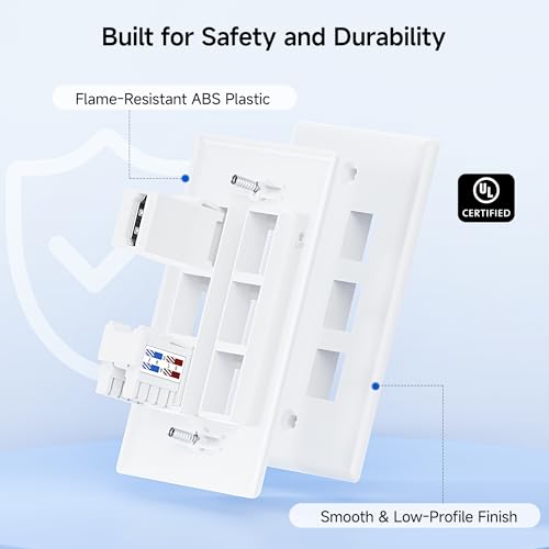 Image of [UL Listed] Cable Matters 10-Pack Low Profile 6-Port Keystone Wall Plate