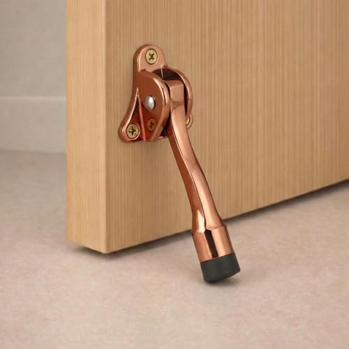Image of Round Rubber Door Stopper /Heavy Duty Rubber Door Stopper for Home /Stopper with Rubber Grip (5 inch) Rose Gold - Pack of 2-| 3 Years Warranty |