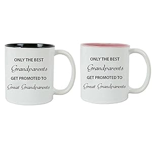 Only the Best Grandparents Get Promoted to Great Grandparents Ceramic Coffee Mugs Bundle (Black, Pink) Only the Best Grandparents Get Promoted to Great Grandparents Ceramic Coffee Mugs Bundle Black Pink