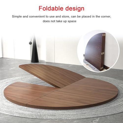 Table Ronde Pliable 130 cm en Bois Massif Extensible et Réglable
