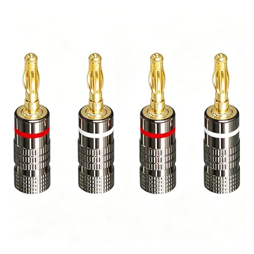 Conectores de cable de altavoz chapados en oro de 24k con fijación de doble tornillo de 4.8mm